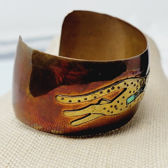 Vintage Copper and Brass Panther Cuff Bracelet – Hecho en Mexico - Picture 3 of 7